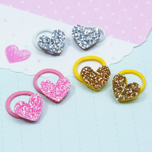 Moonpet Mini Glitter Heart Hair Tie