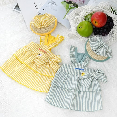 Parisdog Butter Stripe Frill Dress Set