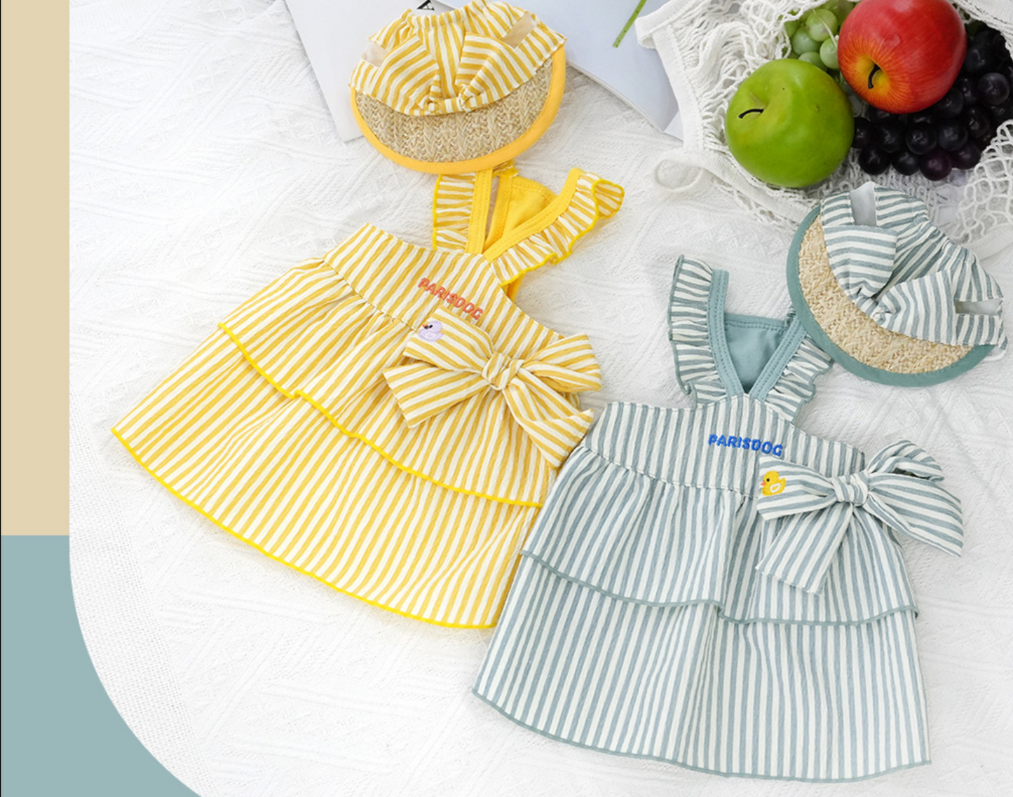 ParisDog Butter Stripe Frill Dress Set