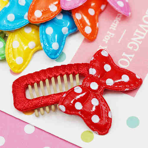 Puffy Dotted Ribbon Comb Hair Clip
